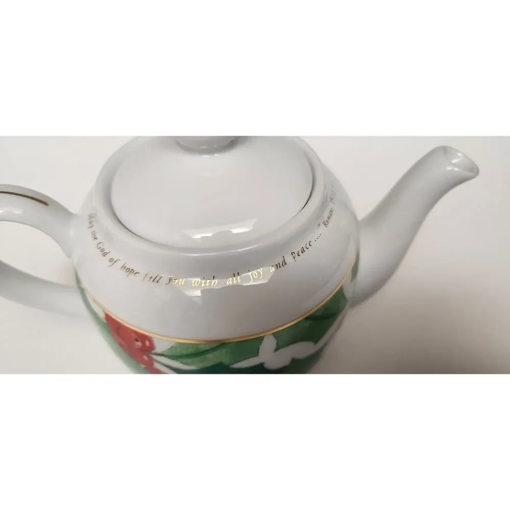 Day Spring Ceramic Tea Pot/Saucers Religious Romans 15:13 Siloam Springs AR
